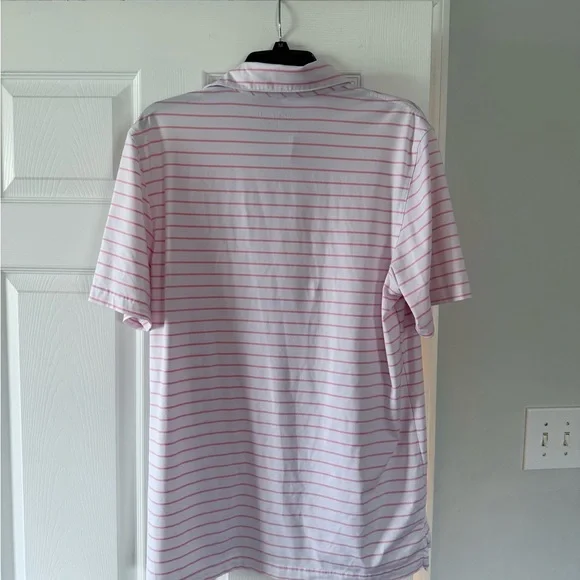 Vineyard Vines Men's Light Pink and White Striped Polo - Picture 3 of 3